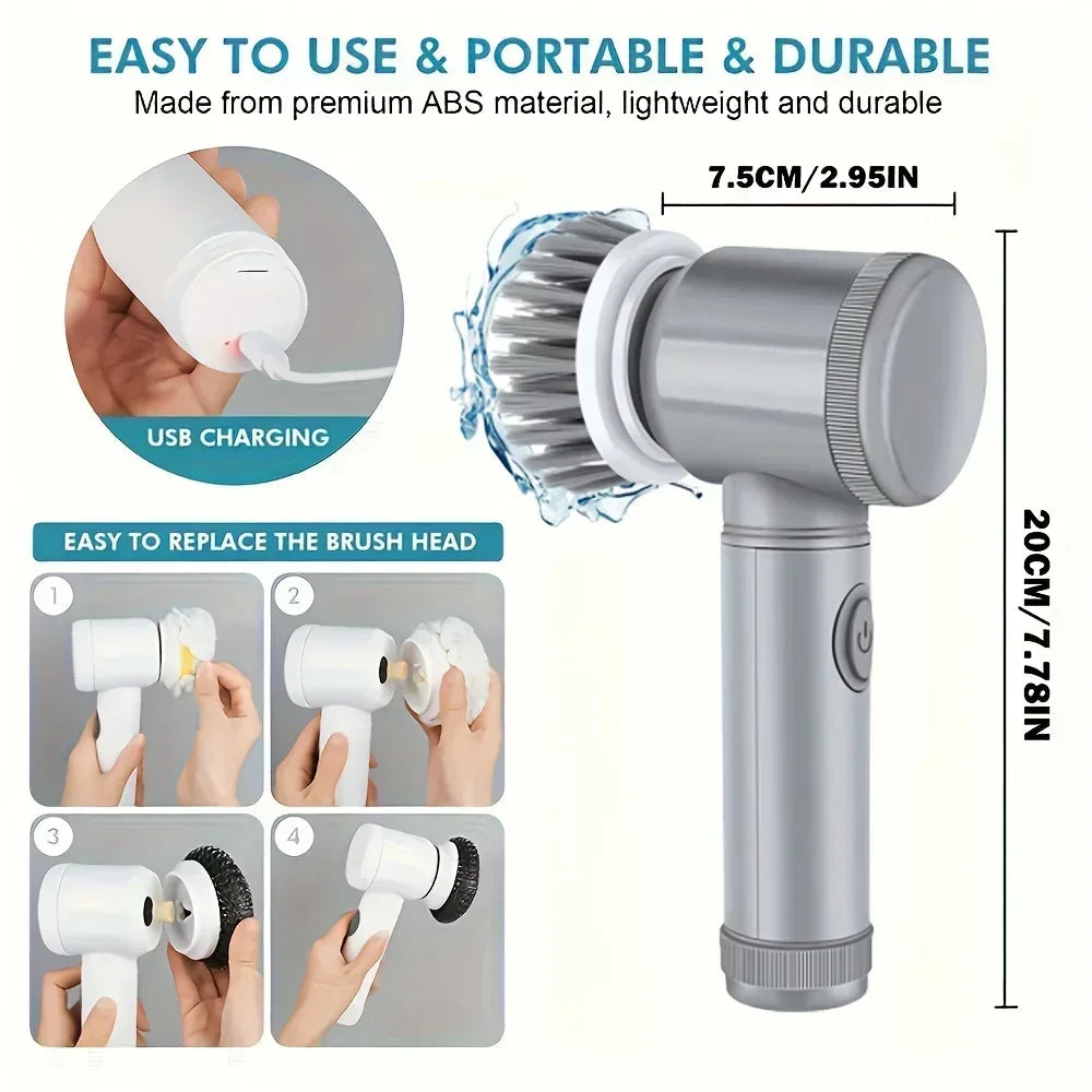 SpinSpark™ Cordless Electric Scrubber – 5 Cleaning Heads