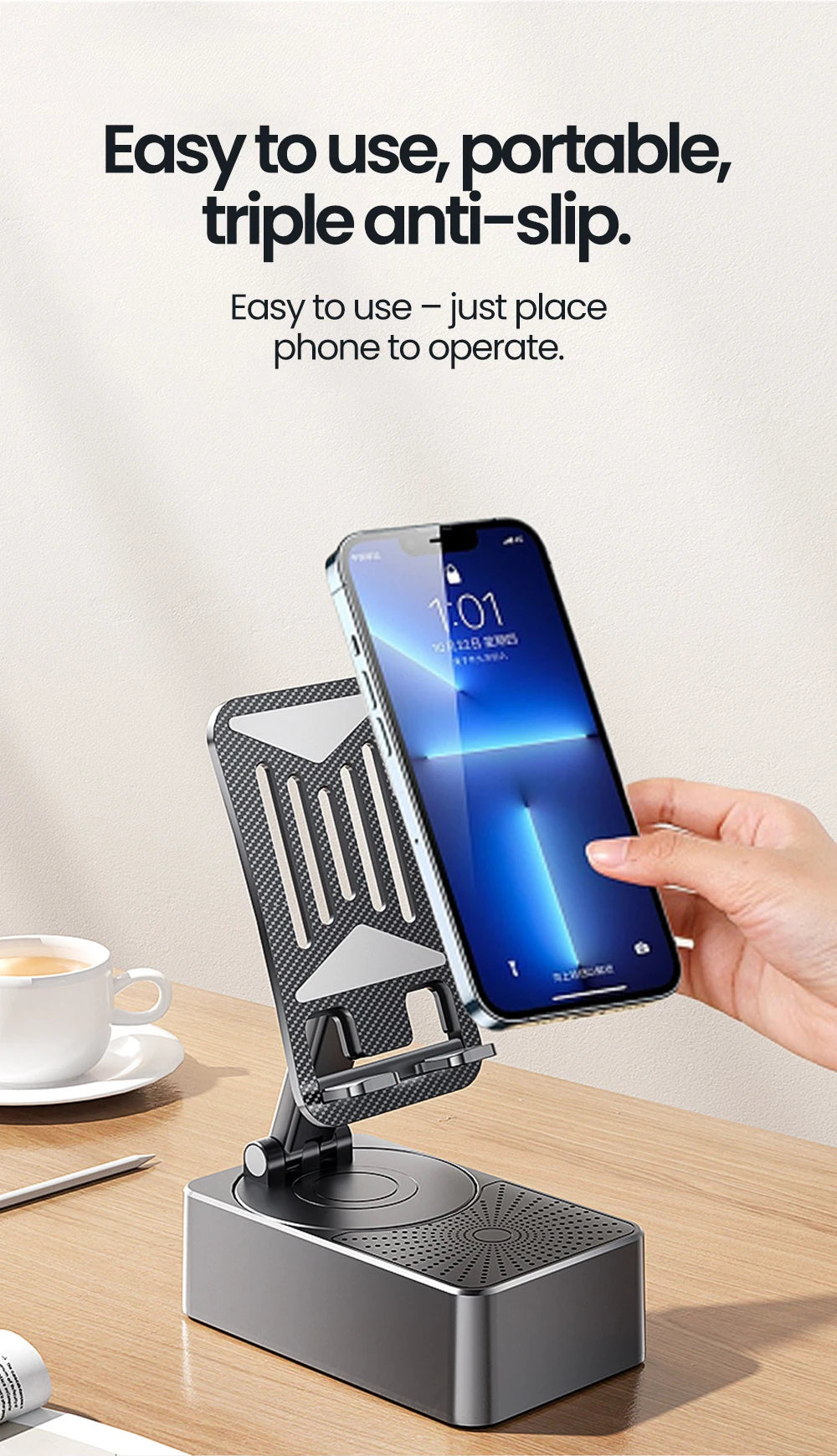 3-in-1 Bluetooth Speaker & Charging Phone Stand