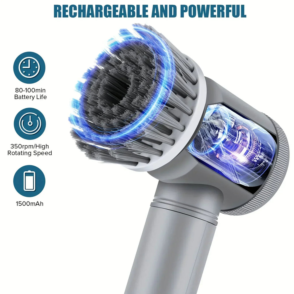SpinSpark™ Cordless Electric Scrubber – 5 Cleaning Heads