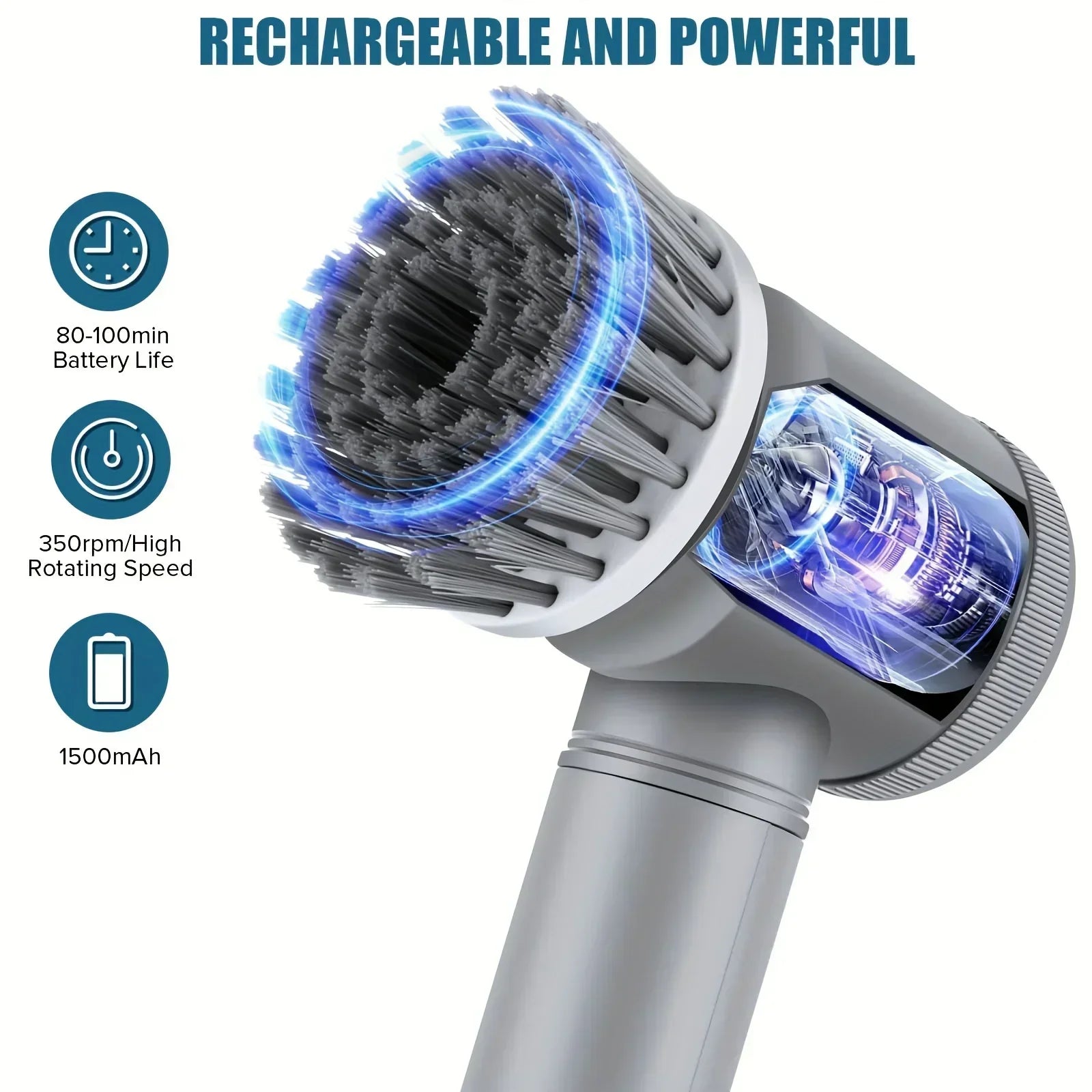 SpinSpark™ Cordless Electric Scrubber – 5 Cleaning Heads